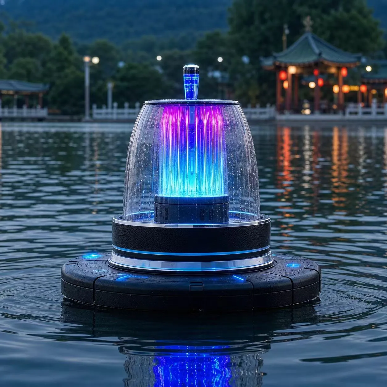 Autonomous Water Drone Parade with Fountain